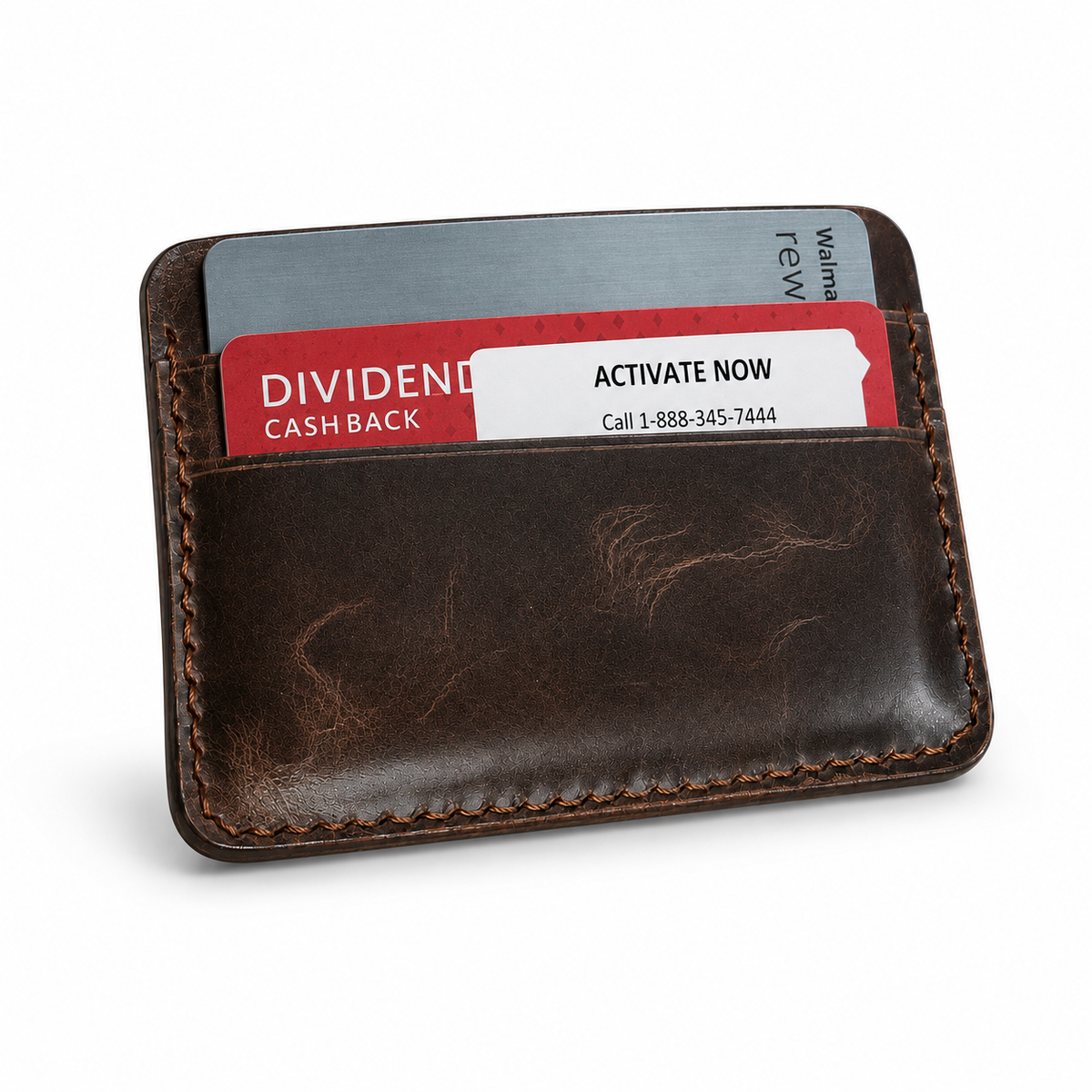 Full-Grain Leather Card Holder for Men | Slim Brown Wallet