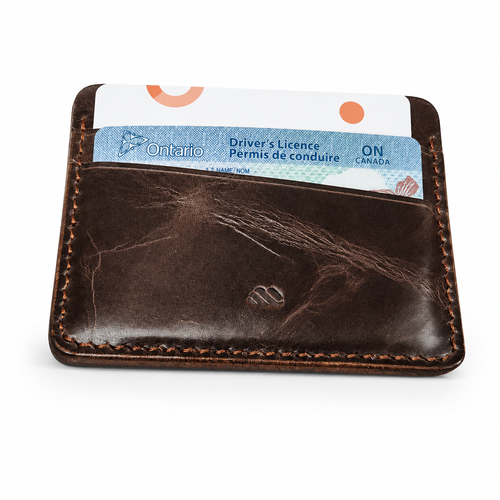 Full-Grain Leather Card Holder for Men | Slim Brown Wallet