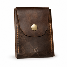 Full-Grain Leather Card Holder Wallet for Men | Brown Snap Wallet