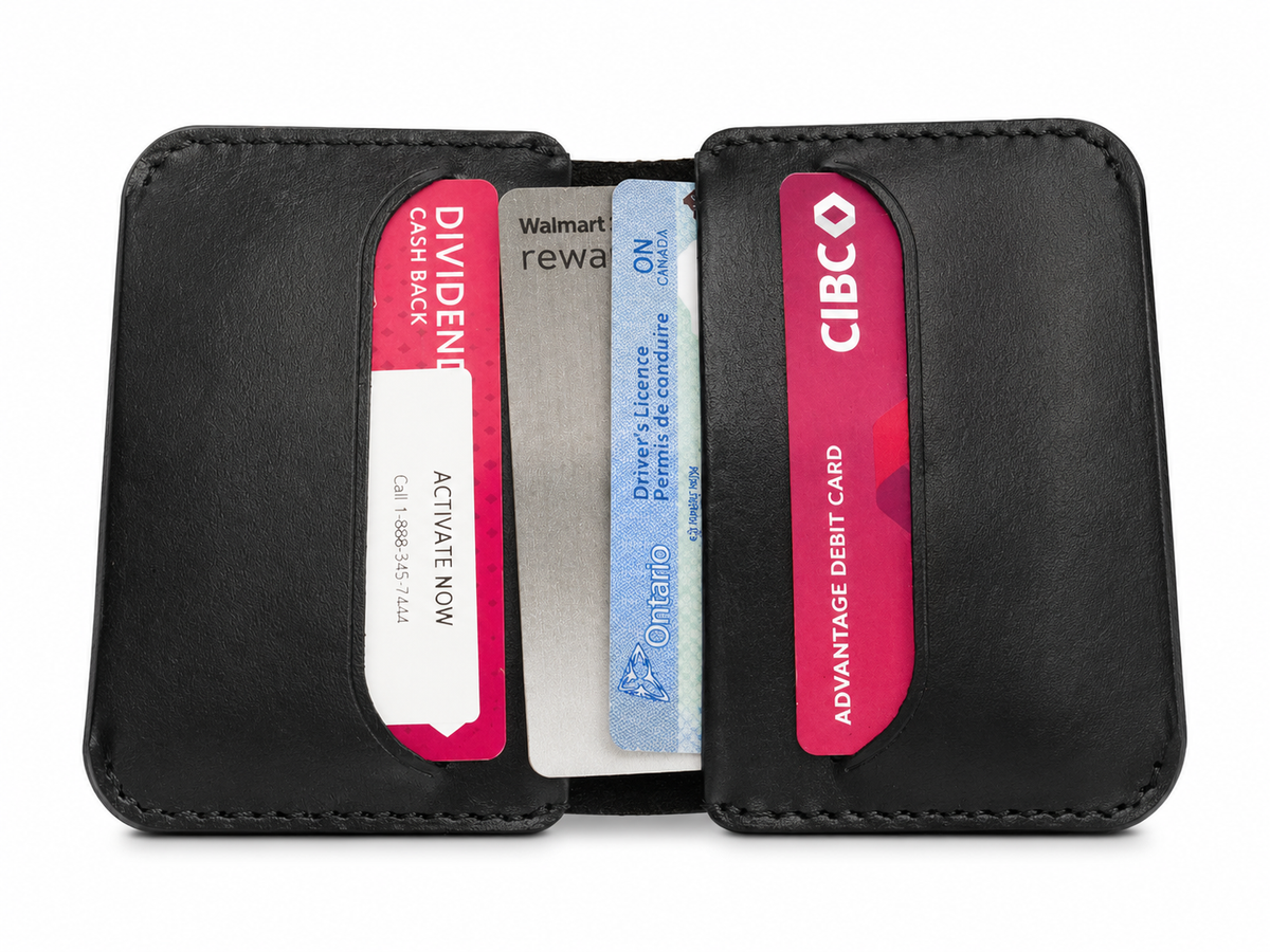 Slim Black Full-Grain Leather Wallet for Men Handmade Card & Cash Wallet