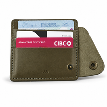 Olive Green Leather Card Holder Wallet for Men | Slim Snap Closure Wallet