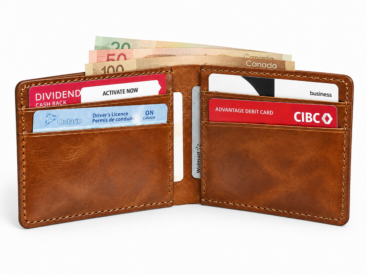 Men’s Full-Grain Leather Bifold Wallet | Cognac Brown