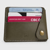 Video for Olive Green Leather Card Holder Wallet for Men | Slim Snap Closure Wallet