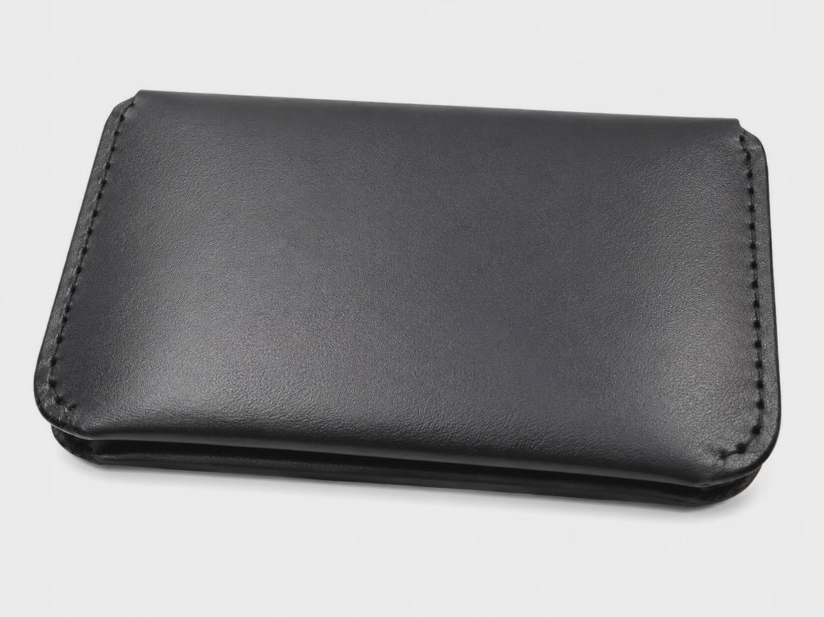 Video for Slim Black Full-Grain Leather Wallet for Men Handmade Card & Cash Wallet